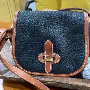 VTG All Weather Leather Green Tag Mini Black and Tan Crossbody